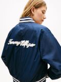 Blue Jacheta Bomber Hidrofuga Cu Logo Appliqué  Femei