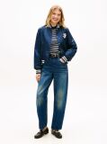 Blue Jacheta Bomber Hidrofuga Cu Logo Appliqué  Femei