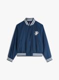 Blue Jacheta Bomber Hidrofuga Cu Logo Appliqué  Femei