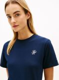 Blue Tricou Cu Guler Rotund Si Logo Brodat  Femei