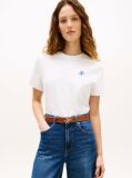 Alb Tricou Cu Guler Rotund Si Logo Brodat  Femei
