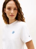 Alb Tricou Cu Guler Rotund Si Logo Brodat  Femei