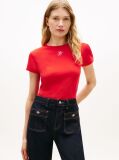 Rosu Tricou Slim Din Jersey Cu Logo Texturat  Femei