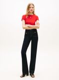 Rosu Tricou Slim Din Jersey Cu Logo Texturat  Femei