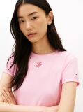 Roz Tricou Slim Din Jersey Cu Logo Texturat  Femei