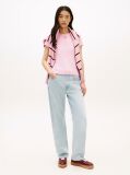 Roz Tricou Slim Din Jersey Cu Logo Texturat  Femei