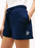 Blue Pantaloni Scurti Din Terry Cu Logo Brodat  Femei
