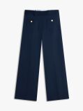 Blue Crest Embossed Button Wide Leg Chinos  Women
