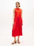 Rosu Rochie Midi Slim Fara Maneci Cu Pliuri  Femei