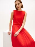 Rosu Rochie Midi Slim Fara Maneci Cu Pliuri  Femei