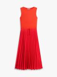 Rosu Rochie Midi Slim Fara Maneci Cu Pliuri  Femei
