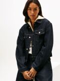Blue Jacheta Din Denim Plisata Cu Broderie Cu Steag  Femei