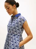 Blue Print Voile Midi Shirt Dress With Silk  Women