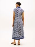 Blue Print Voile Midi Shirt Dress With Silk  Women