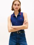 Blue 1985 Slim Fit Pique Sleeveless Polo Shirt  Women