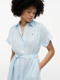 Blue Belted Relaxed Pure Linen Shirt Dress  Women