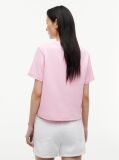 Roz Tricou Boxy Din Tricot Interlock  Femei
