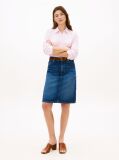 Blue Fusta Pencil Din Denim Cu Talie Medie Si Croiala Dreapta  Femei
