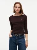 Maro T-Shirt Cu Maneca Trei Sferturi Croiala Slim Si Guler Boat  Femei