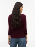 Rosu T-Shirt Cu Maneca Trei Sferturi Croiala Slim Si Guler Boat  Femei