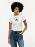 Alb Tricou Slim Washed Crest  Femei