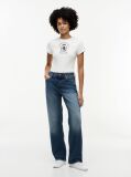 Alb Tricou Slim Washed Crest  Femei