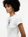 Alb Tricou Slim Washed Crest  Femei