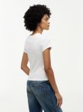Alb Tricou Slim Washed Crest  Femei
