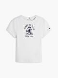Alb Tricou Slim Washed Crest  Femei