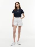 Blue Tricou Cu Guler Rotund Si Logo Brodat  Femei