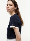 Blue Tricou Cu Guler Rotund Si Logo Brodat  Femei