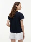 Blue Tricou Cu Guler Rotund Si Logo Brodat  Femei