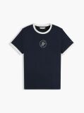 Blue Tricou Cu Guler Rotund Si Logo Brodat  Femei
