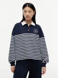 Multi Gold-Tone Button Relaxed Polo Sweatshirt  Women