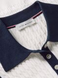 Bej Pulover Polo Fara Maneci Cu Croiala Slim Tricotat Cable  Femei