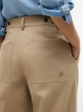 Bej Pantaloni Chino Cu Croiala Larga Cu Logo Brodat  Femei