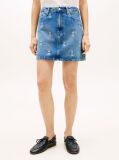 Blue Fusta Mini Din Denim Cu Broderie TH Crest  Femei