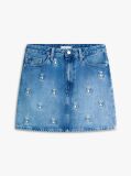 Blue Fusta Mini Din Denim Cu Broderie TH Crest  Femei