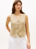 Beige Linen Blend Poplin Waistcoat  Women