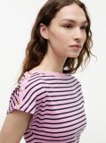 Multi Gold-Tone Button Boat Neck T-Shirt  Women