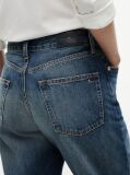 Blue Gold-Tone Button Mid Rise Loose Straight Jeans  Women