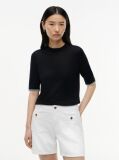 Black Tipped Short Sleeve Jumper With Silk  Women