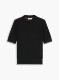 Black Tipped Short Sleeve Jumper With Silk  Women