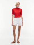 Red Tipped Short Sleeve Jumper With Silk  Women