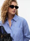 Multi Oversized Fit Stripe Shirttail Hem Poplin Shirt  Women