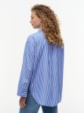 Multi Oversized Fit Stripe Shirttail Hem Poplin Shirt  Women