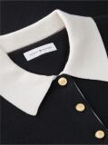 Negru Pulover Polo Premium Tricotat Cu Nasturi Aurii  Femei