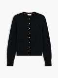 Negru Cardigan Din Lana Pura Cu Nasturi Aurii  Femei