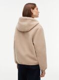 Bej Jacketa Cu Gluga Din Fleece Teddy Cu Croiala Lejera Si Fermoar  Femei