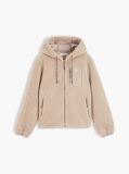 Bej Jacketa Cu Gluga Din Fleece Teddy Cu Croiala Lejera Si Fermoar  Femei
